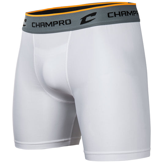 Mens Compression Boxer Short w/Cup - White