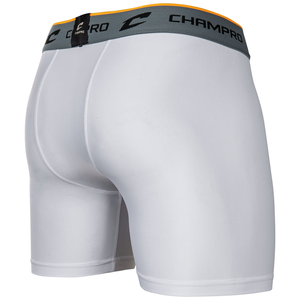 Mens Compression Boxer Short w/Cup - White